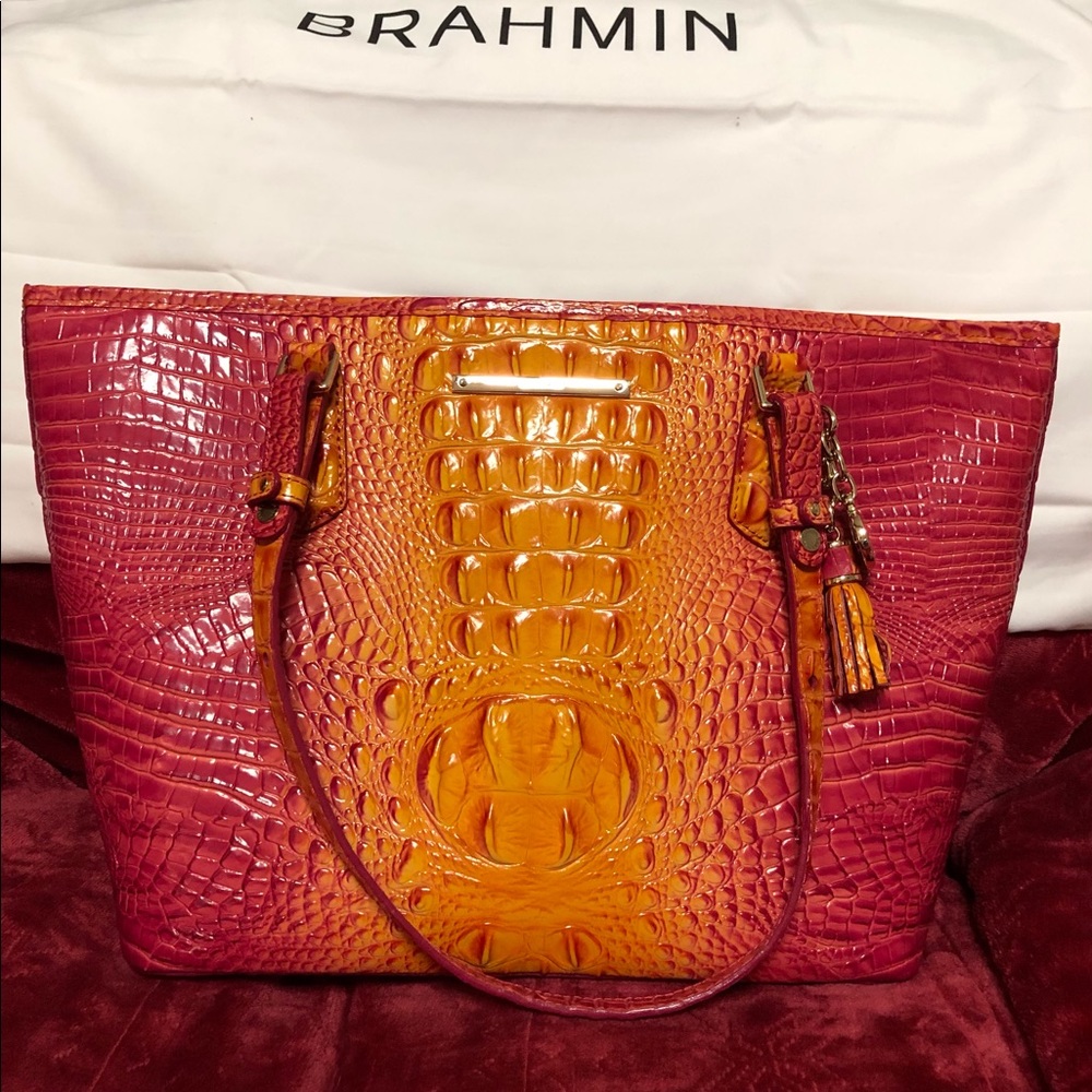 Brahmin PASSIONFRUIT Pink to Orange ombré tote